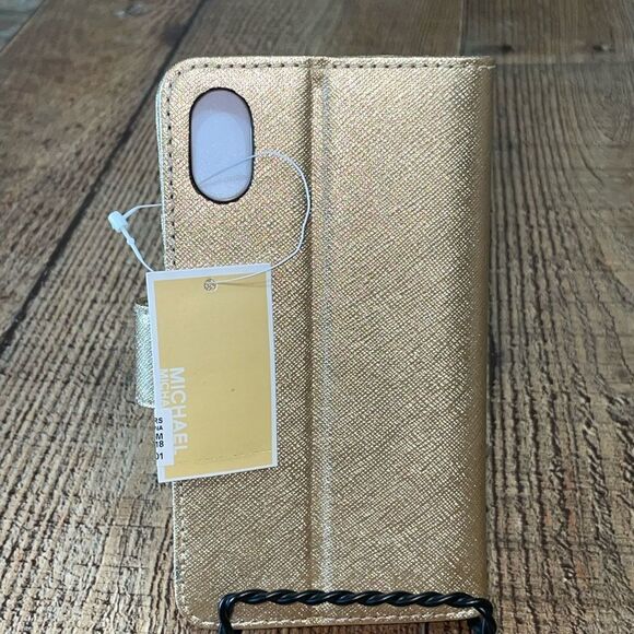 Michael Kors Saffiano Leather Folio Case with 3 Card Slots for iPhone X xs new - Picture 2 of 10